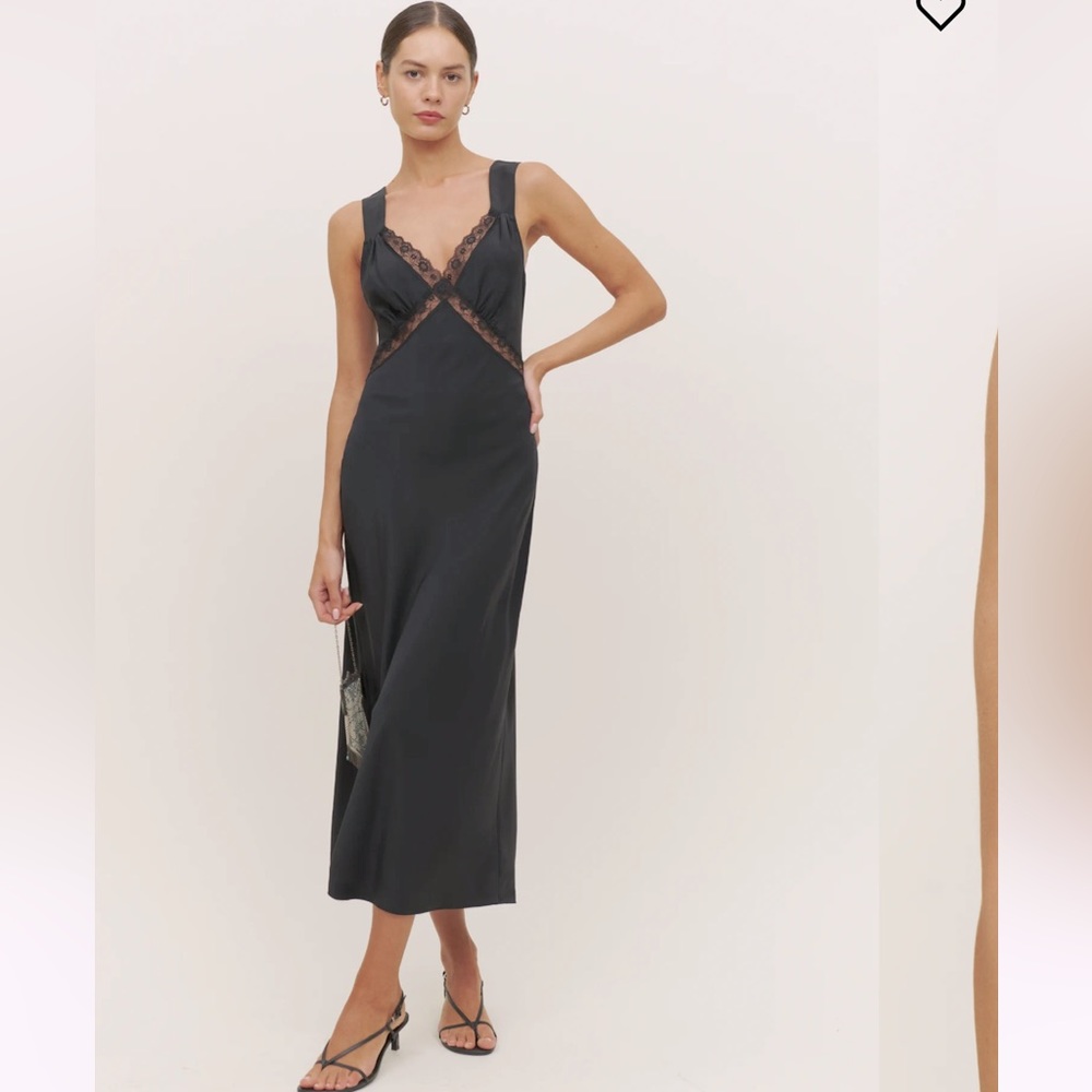 COPY - Provence Silk Dress REFORMATION medium black